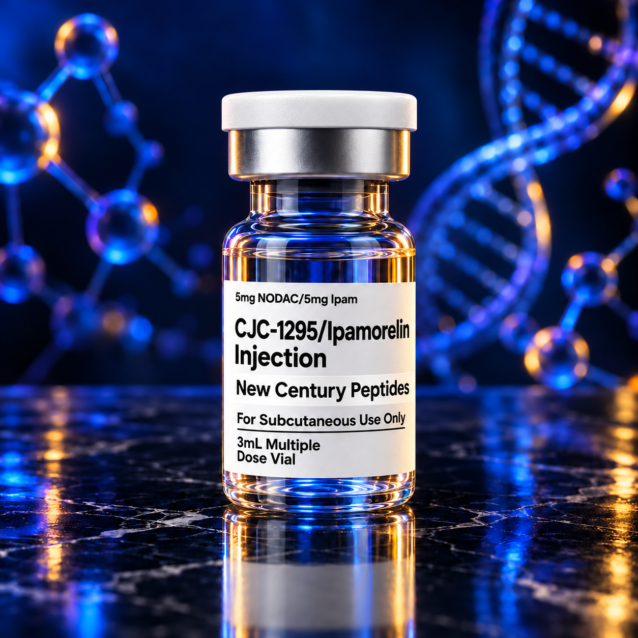 Illustrative New Century Peptides vial; not a photograph of this specific compound