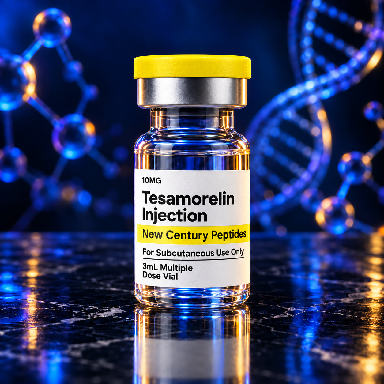 Illustrative New Century Peptides vial; not a photograph of this specific compound